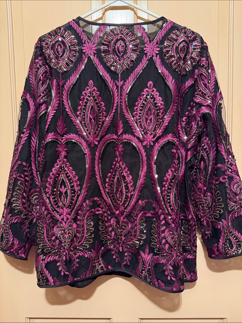 Chico's NWT Black Jacket with Magenta Embroidery - Picture 4 of 5